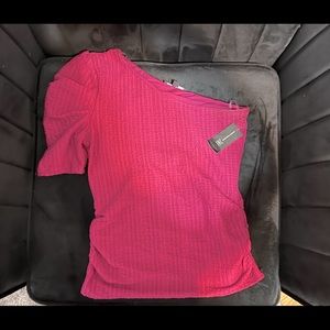 NWT - INC One Shoulder Magenta Ruched Top